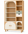 Libreria, vani asimmetrici e cassetti laterali, marrone/beige/verde